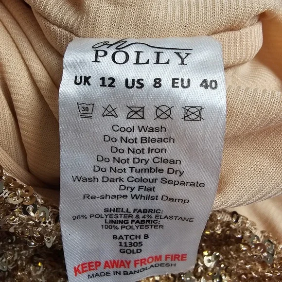 Oh Polly Sephina Gold Sequin Long Sleeve Mini Dress Sweetheart Neck Size 8 NEW - Picture 7 of 12